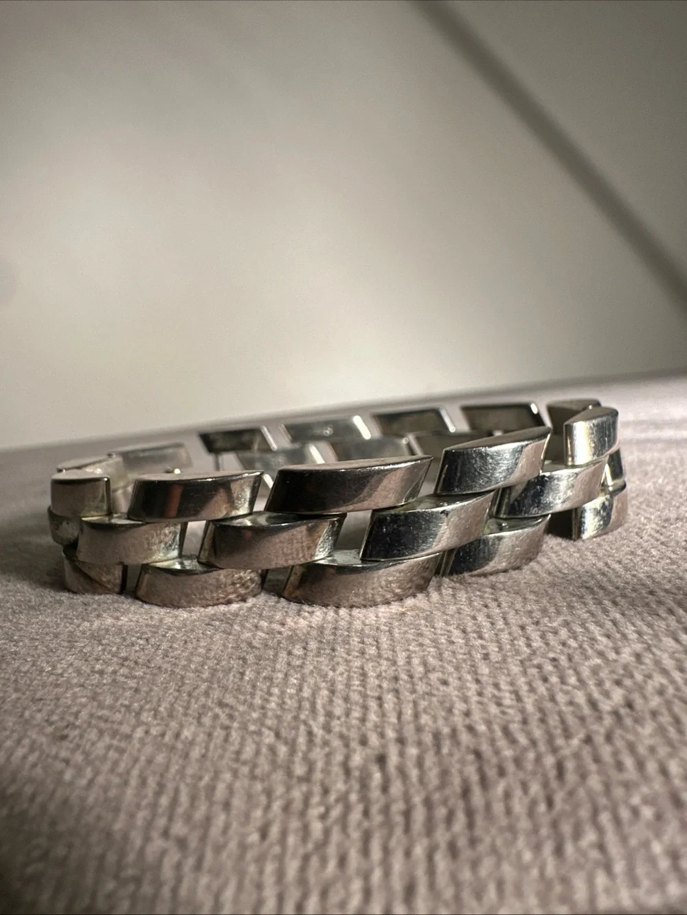 Vintage .925 Sterling Silver Panther Link Bracelet Heavy 55g 7.5